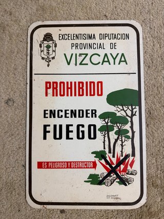 Cartel Prevención Incendios Vizcaya Vintage 25x40