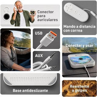 KLIM Reproductor CD Coche USB AUX Antichoque