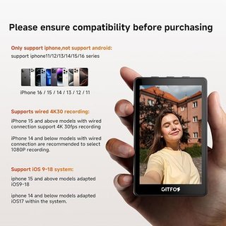 Schermo selfie Gitfos Vlog registrazione 4K 30fps