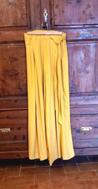 Pantaloni palazzo color senape
