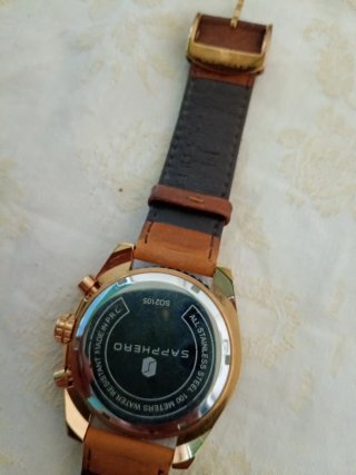 Orologio Sapphero Uomo Cronografo Pelle Marrone Or