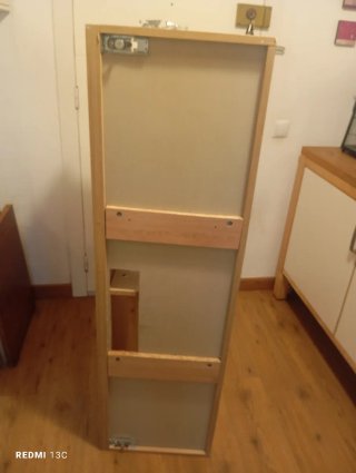 Mueble TV madera, cristal y metal