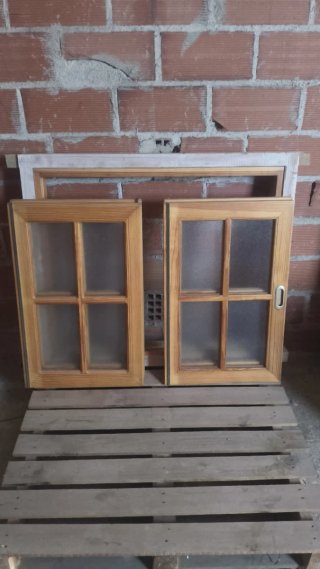 Marco y ventana corredera pino macizo