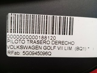 PILOTO TRASERO DERECHO VOLKSWAGEN GOLF VII LIM. (BQ1) *