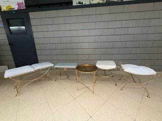 Banqueta metal dorado con cojín