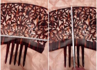 Mantilla, peineta y liga de novia echa de bolillos