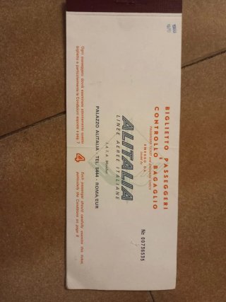 Biglietto Alitalia Vintage 1969/1970