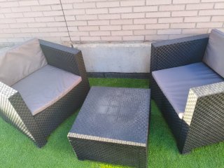 Conjunto de jardín: 2 sillones y mesa