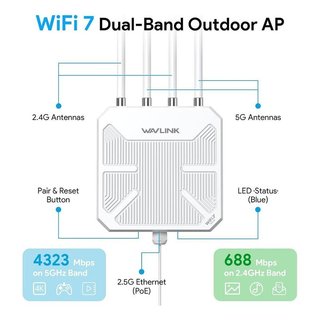 Router WiFi 7 Exterior Mesh BE5100 PoE NUEVO