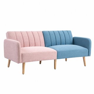 Sofá bicolor rosa y azul