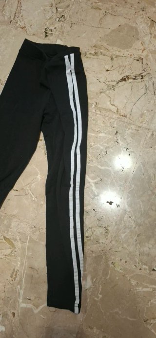 2 leggings donna neri con banda bianca