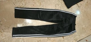 2 leggings donna neri con banda bianca