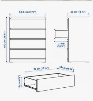 Cajonera MALM Ikea Madera. 2 UNIDADES