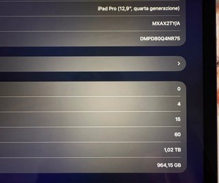 iPad Pro 12,9 4ª Gen 1TB Wi-Fi Grigio