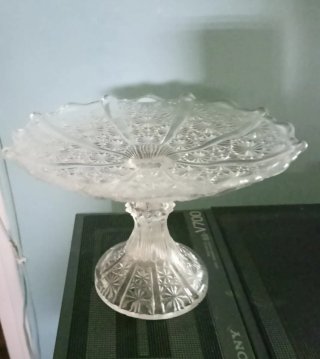 Frutero de cristal antiguo decorado