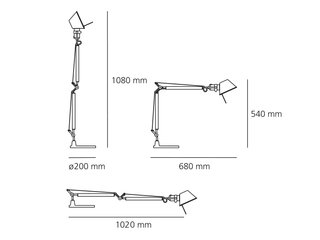 Lámpara Artemide Tolomeo Negra con Mordaza