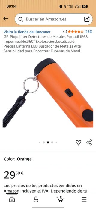 Detector de Metales Hancaner GP-Pinpointer Naranja