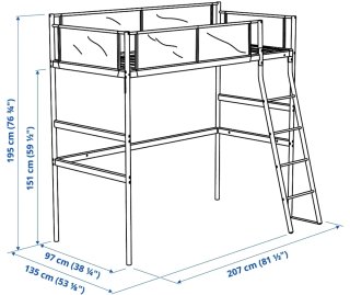 Cama alta IKEA VITVAL 90x200 cm