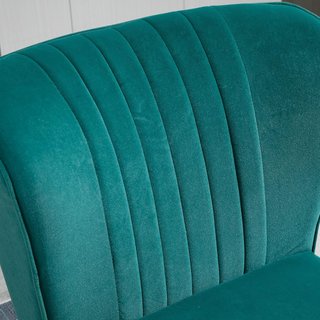 Sillón Moderno de Estilo Escandinavo para Sala de Estar, Silloncito de Entrada Acolchado y Tapizado en Tela de Terciopelo, 56X65.5X82.5Cm, Verde