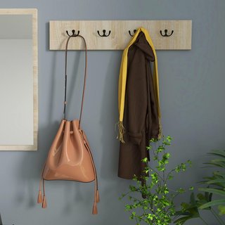 Conjunto de Muebles de Entrada 3 en 1 con Zapatero para 9 Pares de Zapatos, Perchero de Pared con 4 Ganchos, Armario y Espejo en MDF