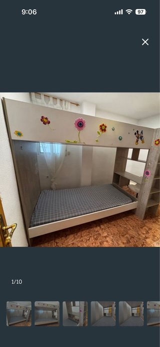 Litera alta con escalera estantes y mesa integrado