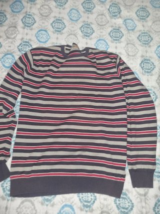 Jersey rayas hombre gris y rojo