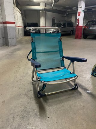 Silla de playa plegable azul