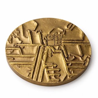 Medalla de arte francesa vintage de bronce