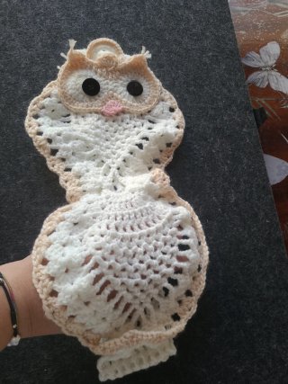 Portarrollos Búho Crochet Baño