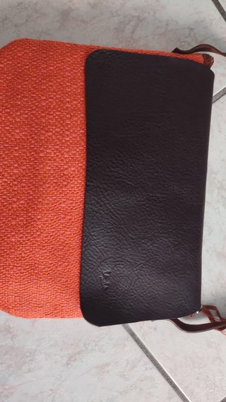 Borsa tracolla pelle e tessuto