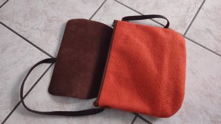 Borsa tracolla pelle e tessuto