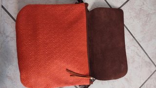 Borsa tracolla pelle e tessuto