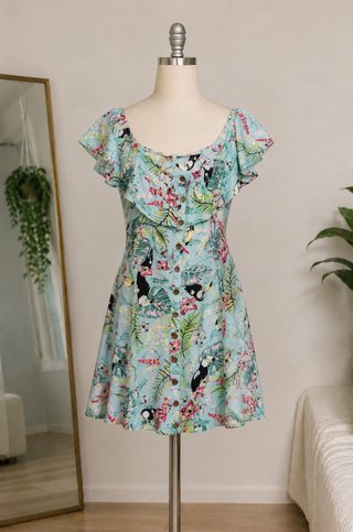 Vestido tropical Clockhouse talla 42 - Como nuevo