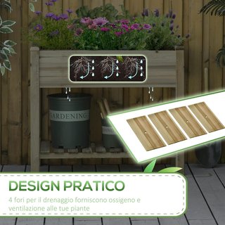 Letto da Orto Elevato in Legno con Mensola Inferiore, Giardino per Piante da Esterno e Balcone, 91X51X76Cm