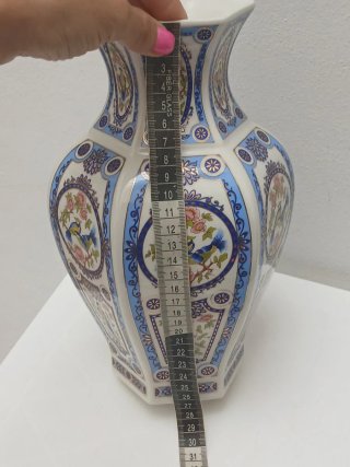 Vaso porcellana decorato uccelli e fiori