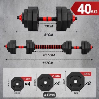 Juego Mancuernas Ajustables 40kg (2 en 1)