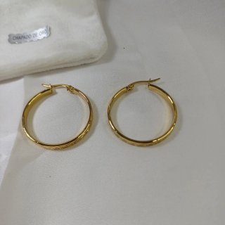 Aretes 3 cm Chapado Oro y Grabado Greco