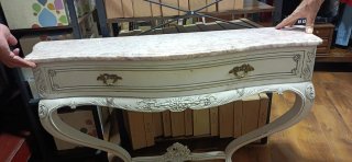 Cómoda antigua mármol y madera con cajón