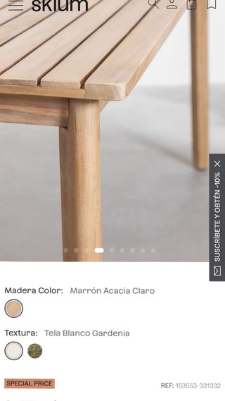 Conjunto mesa y sillas madera Acacia
