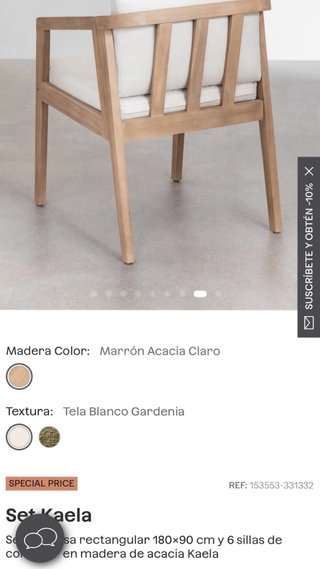 Conjunto mesa y sillas madera Acacia