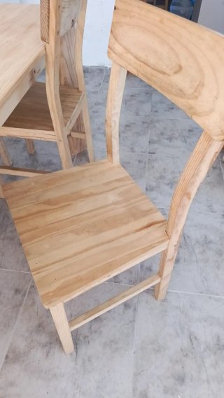 Mesa comedor madera natural + 6 sillas Marca Lufe