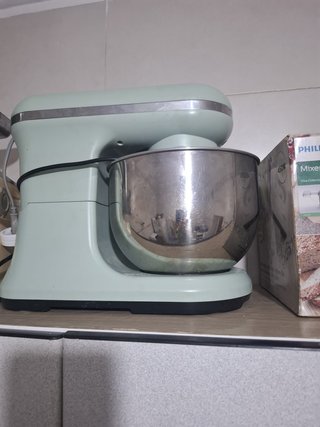 Batidora amasadora de pie verde menta con bol de a