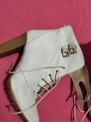 Botines de cuero beige talla 38