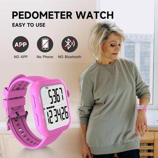 Reloj podómetro, cuenta pasos. Color rosa. Nuevo