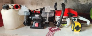 Esmeriladora, Motosierra y Nivel Láser