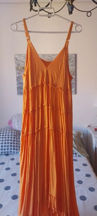 Vestido largo naranja estilo Ibicenco