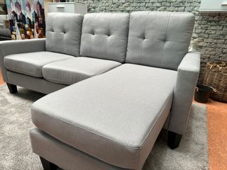 Sofá chaiselongue + puff gris