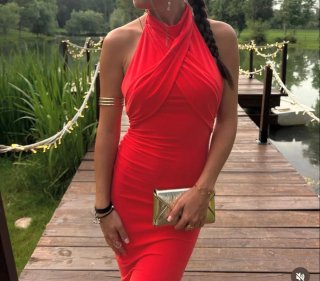 Vestido de fiesta naranja/rojo talla S