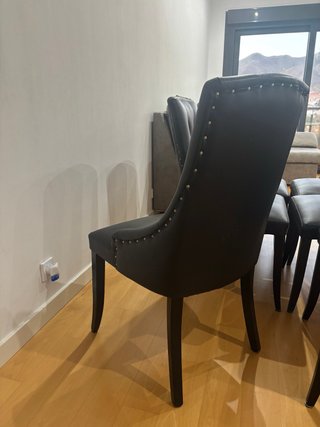 Conjunto 6 Sillas Salón Piel Negra