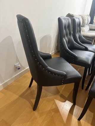 Conjunto 6 Sillas Salón Piel Negra